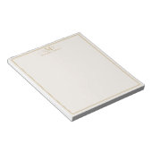 Elegant Ivoor Goud Drie Letter Monogram Notitieblok (Schuin)