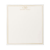 Elegant Ivoor Goud Drie Letter Monogram Notitieblok (Voorkant)