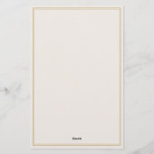 Elegant Ivoor Goud Drieletter Monogram Briefpapier (Achterkant)