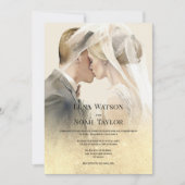 Elegant ivoor goud glitter paar foto Bruiloft Kaart (Voorkant)