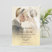 Elegant ivoor goud glitter paar foto Bruiloft Kaart (Staand voorkant)
