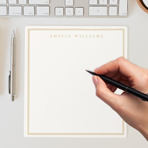 Elegant ivoor goud minimalistische monogram naam notitieblok