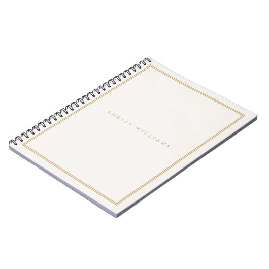 Elegant ivoor goud minimalistische monogram naam notitieboek (Linkerzijde)