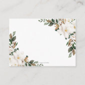 Elegant Ivoor Magnolia Bloemen Bruiloft Details Informatiekaartje (Achterkant)