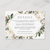 Elegant Ivoor Magnolia Bloemen Bruiloft Details Informatiekaartje (Voorkant)