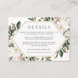 Elegant Ivoor Magnolia Bloemen Bruiloft Details Informatiekaartje