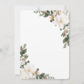 Elegant Ivoor Magnolia Bloemen Groen Bruiloft Kaart (Achterkant)