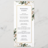 Elegant Ivoor Magnolia Bloemen Groen Bruiloft Programmakaart (Achterkant)