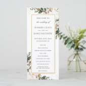 Elegant Ivoor Magnolia Bloemen Groen Bruiloft Programmakaart (Staand voorkant)