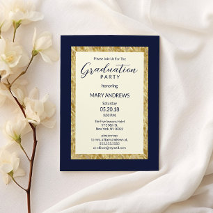 Elegant ivoor marineblauw gouden Afstuderen Kaart