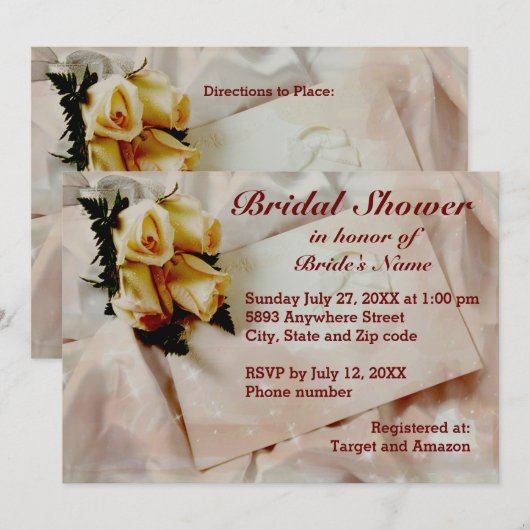 Elegant Ivoor met Gele Bridal Shower Invitation Kaart (Voorkant / Achterkant)