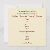 Elegant Ivoor met uitnodiging tot weddenschap met (Achterkant)