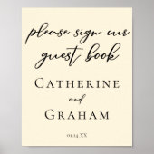 Elegant Ivoor Minimalistisch Bruiloft Gast Boek Po Poster (Voorkant)