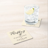 Elegant Ivoor Minimalistisch Bruiloft Gepersonalis Kartonnen Onderzetters (Insitu)