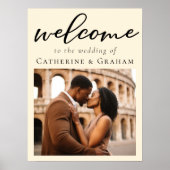 Elegant Ivoor Minimalistisch Bruiloft Welkom Foto Poster (Voorkant)