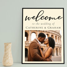 Elegant Ivoor Minimalistisch Bruiloft Welkom Foto