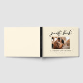 Elegant Ivoor Minimalistisch Koppel Foto Bruiloft Gastenboek (Volledig)