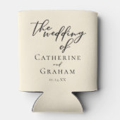 Elegant Ivoor Minimalistische Typografie Bruiloft Blikjeskoeler (Achterkant)
