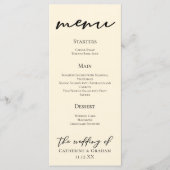 Elegant Ivoor Minimalistische Typografie Bruiloft  Menu (Voorkant)