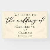 Elegant Ivoor Minimalistische Typografie Bruiloft Spandoek (Horizontaal)