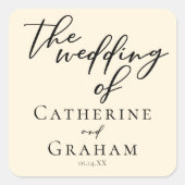 Elegant Ivoor Minimalistische Typografie Bruiloft Vierkante Sticker (Voorkant)