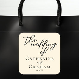 Elegant Ivoor Minimalistische Typografie Bruiloft Vierkante Sticker