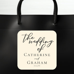 Elegant Ivoor Minimalistische Typografie Bruiloft Vierkante Sticker