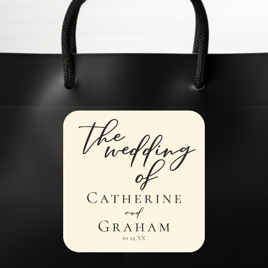 Elegant Ivoor Minimalistische Typografie Bruiloft Vierkante Sticker