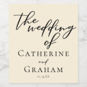 Elegant Ivoor Minimalistische Typografie Bruiloft Wijn Etiket (Enkel label)