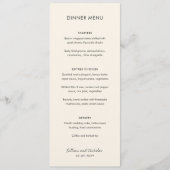 Elegant ivoor moderne bruiloft menu (Voorkant)