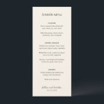 Elegant ivoor moderne bruiloft menu<br><div class="desc">Modern huwelijksmenu met een eenvoudig en minimaal ontwerp met uw namen in een eigentijds handgeschreven script. Het kleurenpalet is crème en kan worden gewijzigd in het ontwerpbewerkingshulpmiddel. Dit eigentijdse ontwerp werkt goed voor elke stijl van bruiloft.</div>