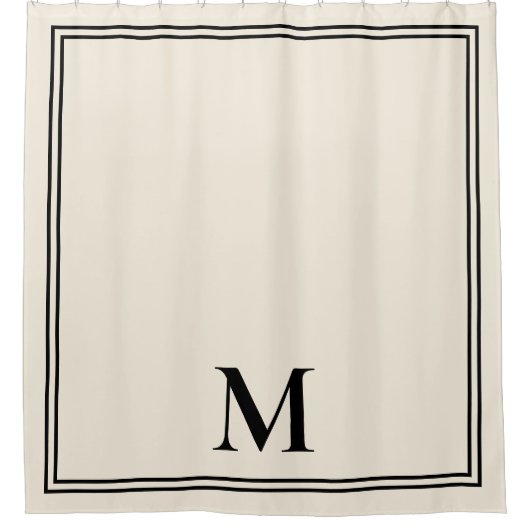 Elegant Ivoor Monogram Douchegordijn (Voorkant)