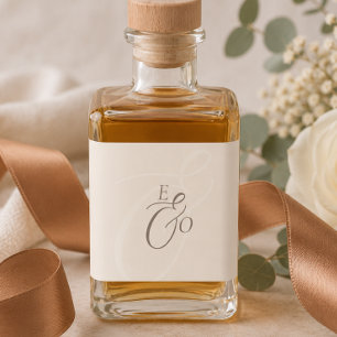 Elegant Ivoor Monogram Verzacht bruin Bruiloft Likeurfles Etiket