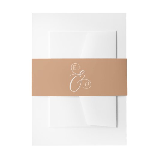 Elegant Ivoor Monogram Verzacht Koperen Huwelijk Uitnodigingen Wikkel (Voorkant Voorbeeld)