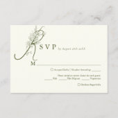 Elegant Ivoor Mos Bloemen Menu Keuze Bruiloft RSVP (Voorkant)