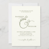Elegant Ivoor Mos Groen Bloemen Ampersand Bruiloft Kaart (Voorkant)