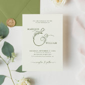 Elegant Ivoor Mos Groen Bloemen Ampersand Bruiloft Kaart