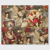 Elegant ivoor & rood Victoriaans Xmas Grootschalig Cadeaupapier (Vlak)