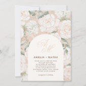 Elegant ivoor Roos Bloemenboog bruiloft monogram Kaart (Voorkant)