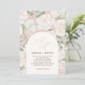 Elegant ivoor Roos Bloemenboog bruiloft monogram Kaart (Staand voorkant)