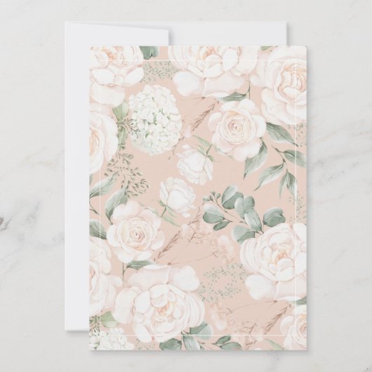 Elegant ivoor Roos Bloemenboog bruiloft monogram Kaart (Achterkant)