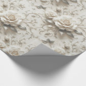 Elegant Ivoor Roos met Silver Floral design Cadeaupapier (Hoek)