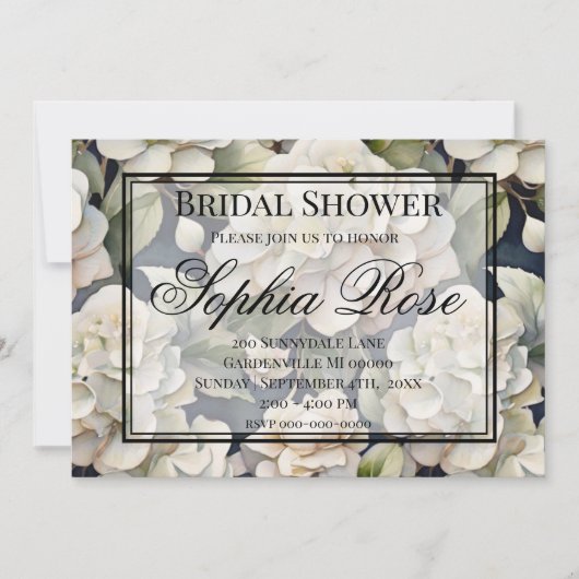 Elegant ivoor roze groen marine waterverf bloemmot kaart (Voorkant)