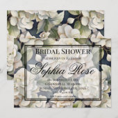 Elegant ivoor roze groen marine waterverf bloemmot kaart (Voorkant / Achterkant)