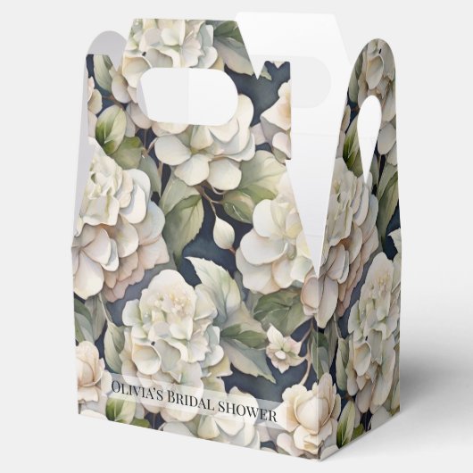 Elegant ivoor roze groen navy waterverf floral bedankdoosjes (Geopend)