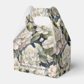 Elegant ivoor roze groen navy waterverf floral bedankdoosjes (Voorkant Zijde)