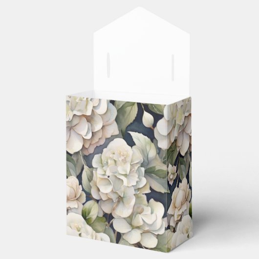 Elegant ivoor roze groen navy waterverf floral bedankdoosjes (Geopend)