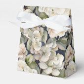 Elegant ivoor roze groen navy waterverf floral bedankdoosjes (Voorkant Zijde)