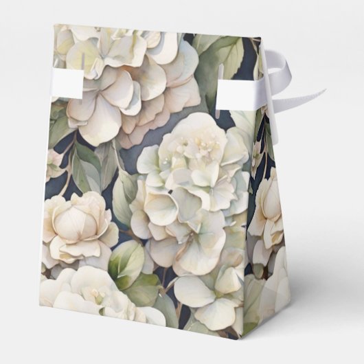 Elegant ivoor roze groen navy waterverf floral bedankdoosjes (Achterkant)