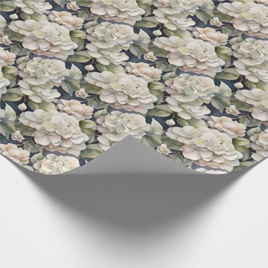 Elegant ivoor roze groen navy waterverf floral cadeaupapier (Hoek)